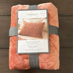 NWT Threshold Velvet Diamond Stitch Sham in Bronze - 1 Sham